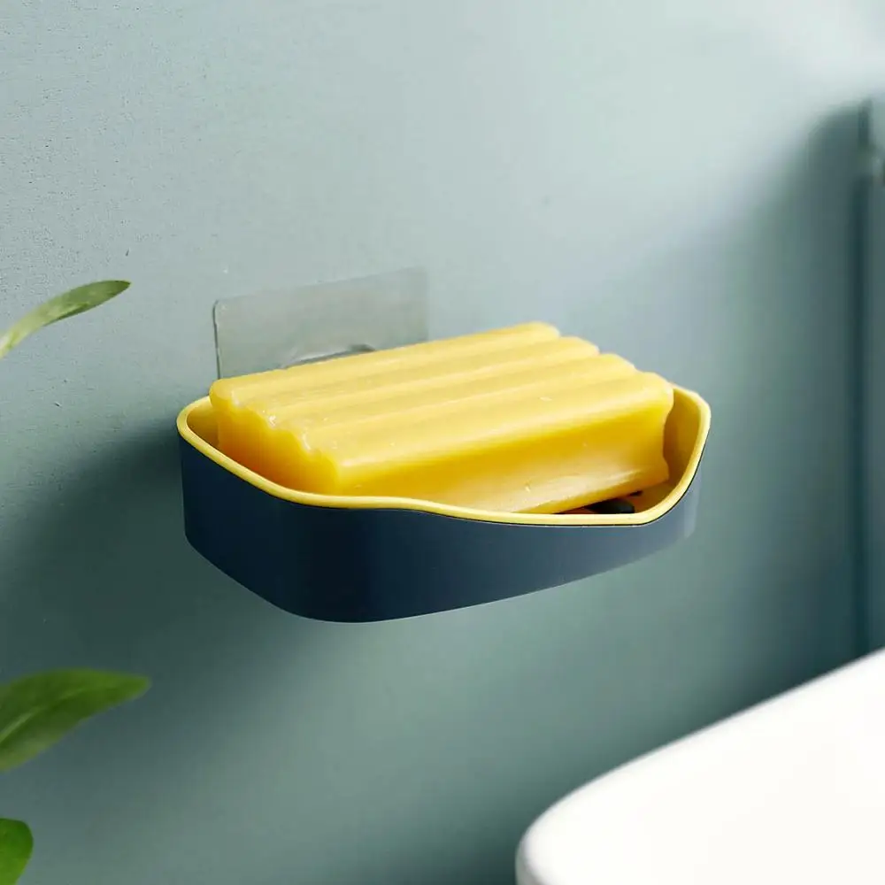 Double Layer Drain Soap Rack Wall Hanging Soap Box Bathroom Free Punch Soap Rack Travel Portable Soap Storage Box