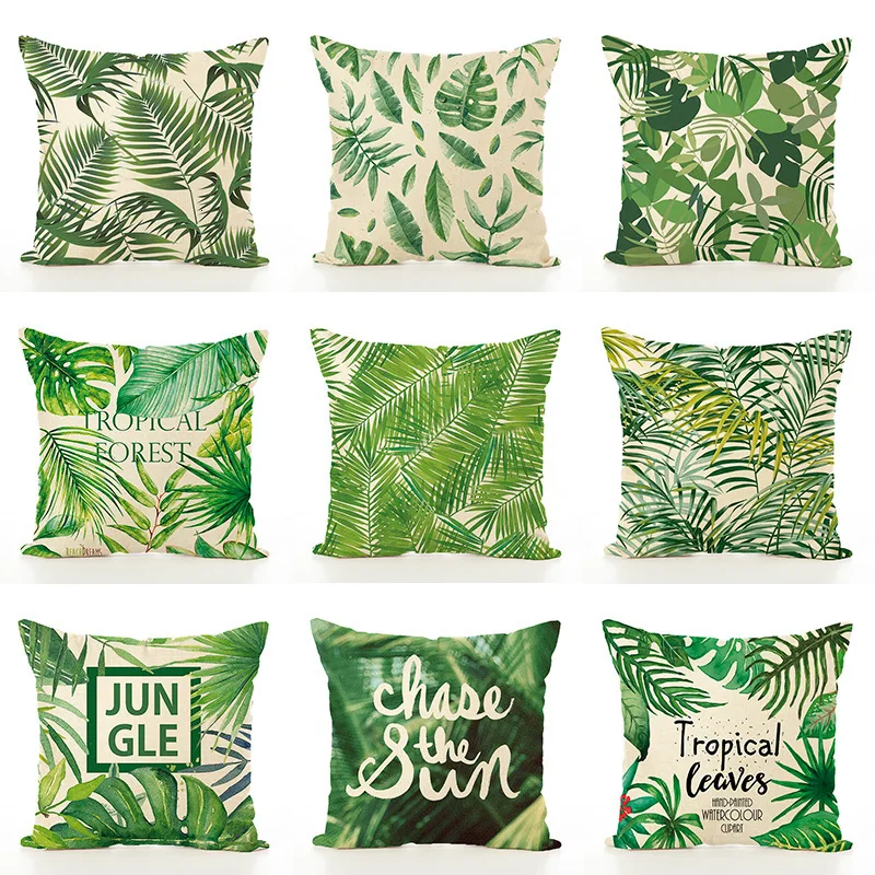 

Activity Flax Embrace Pillow Case 45*45 Green Tree Planting Leaf Flower Tropic Botany