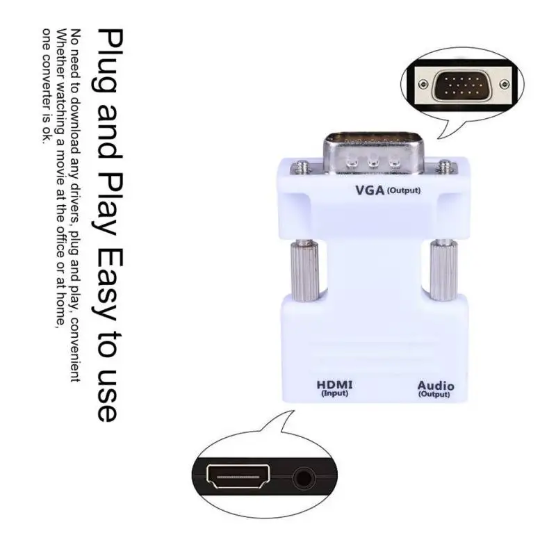 1080P HDMI в VGA адаптер цифро-аналоговые аудио и видео конвертер кабель для ТВ коробка проектор светодиодный дисплей