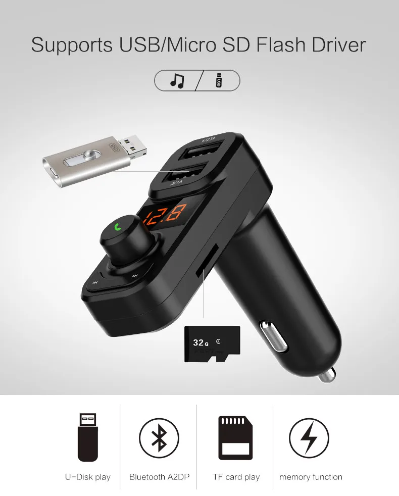 

OMESHIN Car MP3 Player Bluetooth Car Kit MP3 Player BT53 FM Transmitter Wireless Hands-free AUX SD card Dual USB car Charger