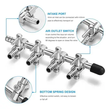 

POPETPOP Aquarium 4-way Air Flow Control Fish Tank Oxygen Dispenser Distributor Valve with Suction Cup