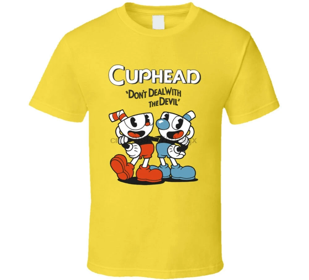 Cuphead видео игра мультфильм футболка мужская 100% хлопок вентилятор подарок новинка