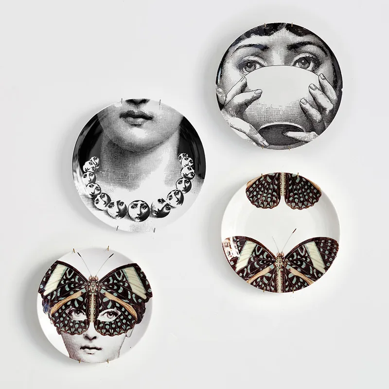 

8 Inch Fornasetti Plates Home Decoration Christmas Decoration Dinner Plate Decorative Wall Dishes Black&white Decorative Plate
