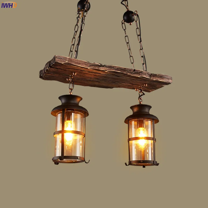 American Loft Style Pendant Lights Wooden Vintage Industrial LED Hanglamp E272 Fixtures Pendant Lamp For Living Room Bar Cafe (7)
