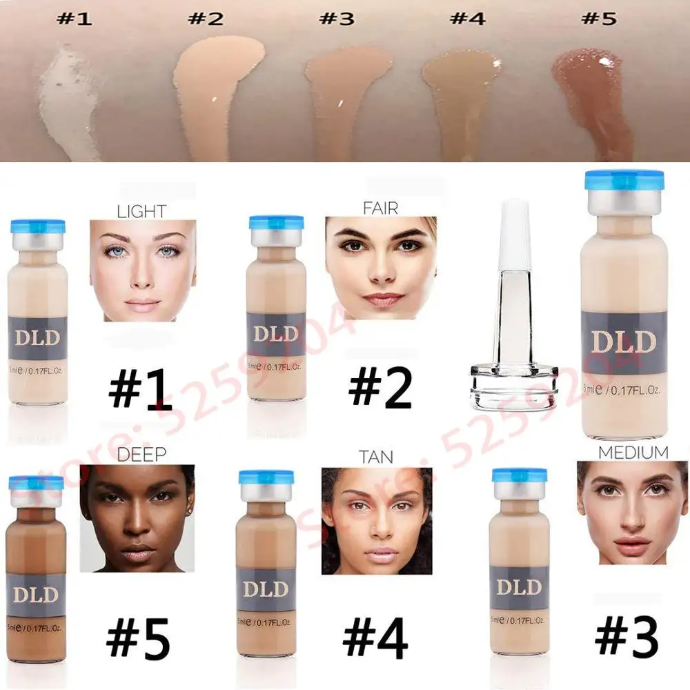 

Korean Makeup bb cream glow DLD Ampoule Meso Whitening Serum Starter Kit 5 Shades Brightening Foundation Treatment Cream 5ml/set