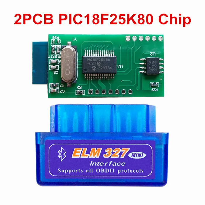 10 шт./лот OBDII сканера ELM327 1,5 автомобильный диагностический инструмент ELM 327 PIC18F25K80 Bluetooth V1.5 ELM327 OBD2 Bluetooth считыватель кода V1.5 - Цвет: 10PCS Double PCB