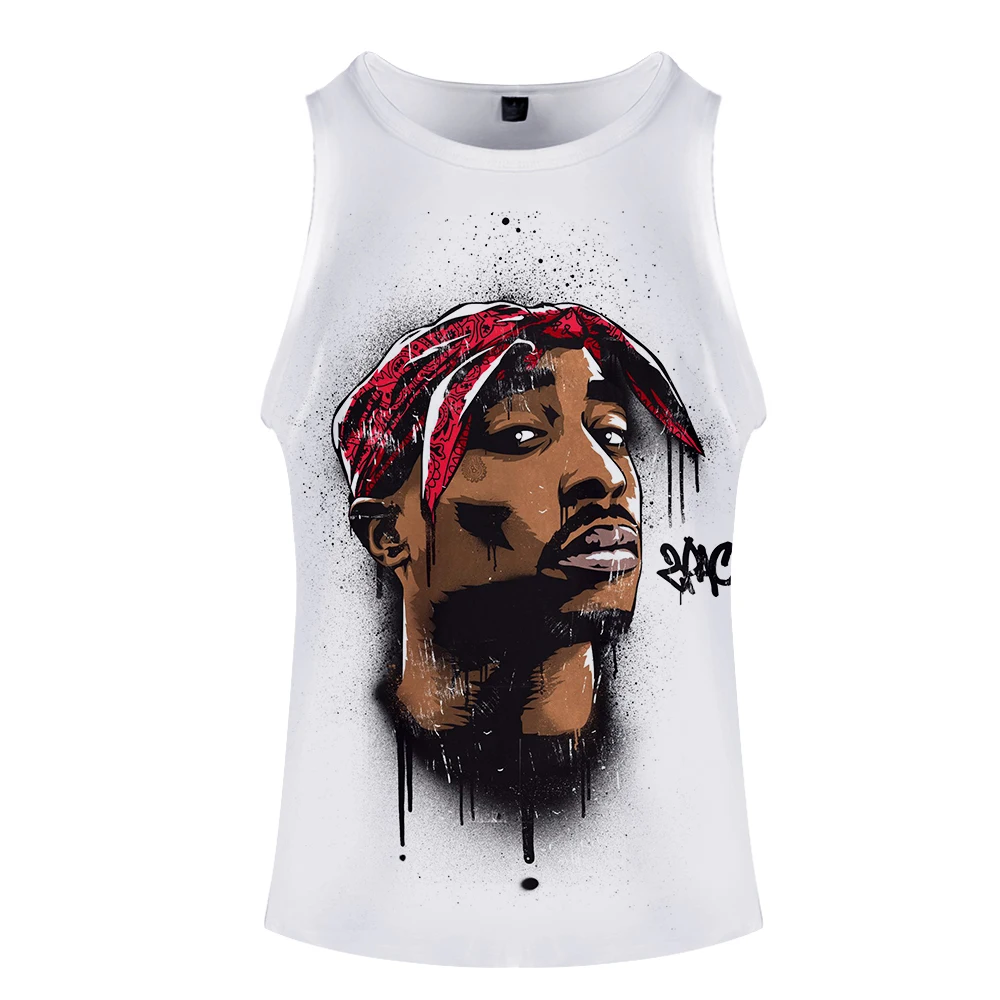 2PAC майка с 3d принтом модная классная хипстерская Повседневная Удобная популярная летняя майка с круглым вырезом без рукавов для мужчин/женщин