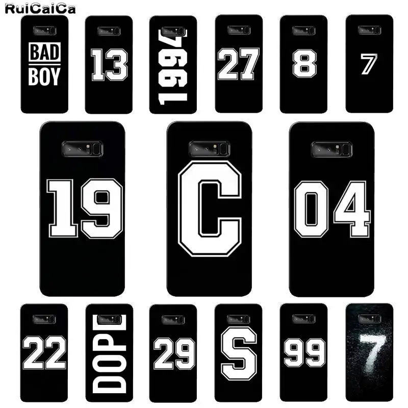 RuiCaiCa black letter and number Novelty Fundas Phone Case for Samsung Note 3 4 5 7 8 9 10 pro A7 2018 A10 A40 A50 A70 J7 | Мобильные