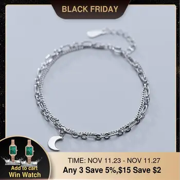 

Layer Moon Bracelets 100% 925 Silver Jewelry Charms Bangles Boho Vintage Minimalism Indian Jewelry Bangles for Women