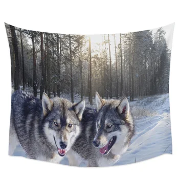 

Forest Animal Wolf WinterTapestry Wall Hanging Bedroom Wall Dormitory Home Decoration Tapestry Wall
