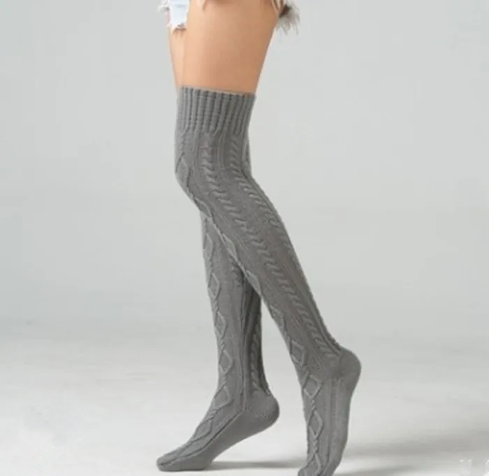 

New Winter Warm 75 CM Women Knit Thigh High Over The Knee Socks Long Stockings Leggings Winter Warmers Stockings