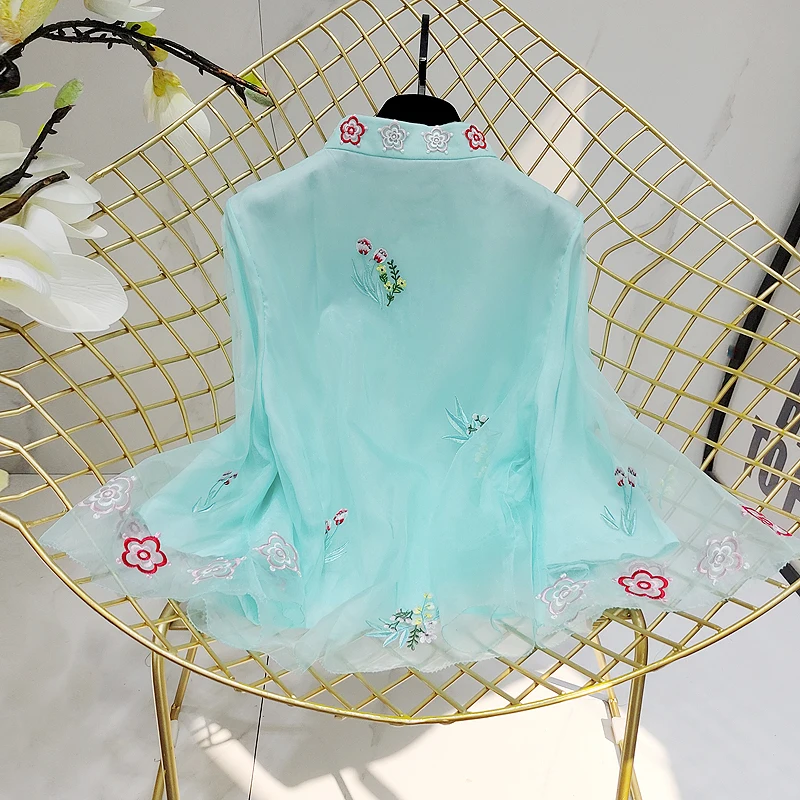 В традиционном китайском стиле tangsuit, одежда в китайском стиле, cheongsam qipao Топ восточный женский Чонсам лидер Элегантная Вышивка Блузка Hanfu