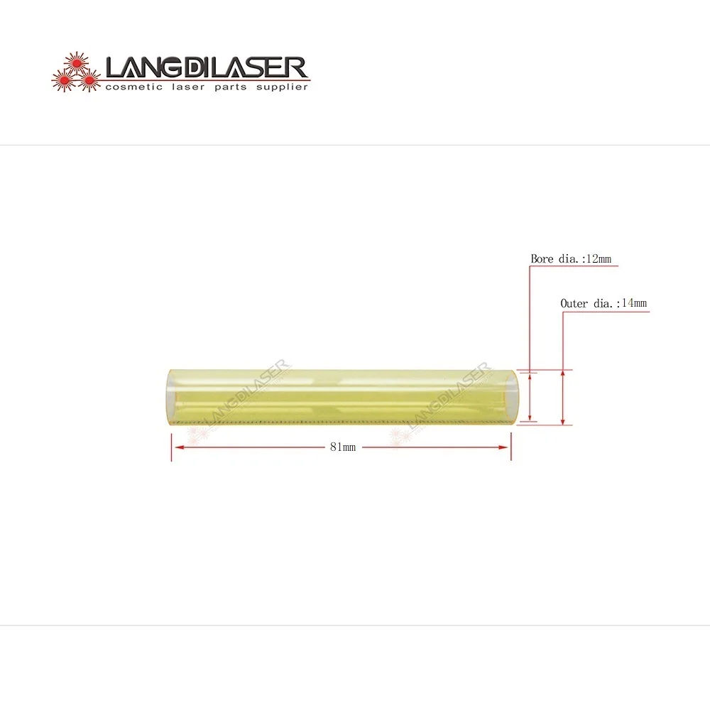 IPL lamp yellow flow tube , size : 81 *14*12  , UV filter lamp flow tube , for water flowing glass tube 0 6 6m3 h flow range glass tube rotor flow gauge