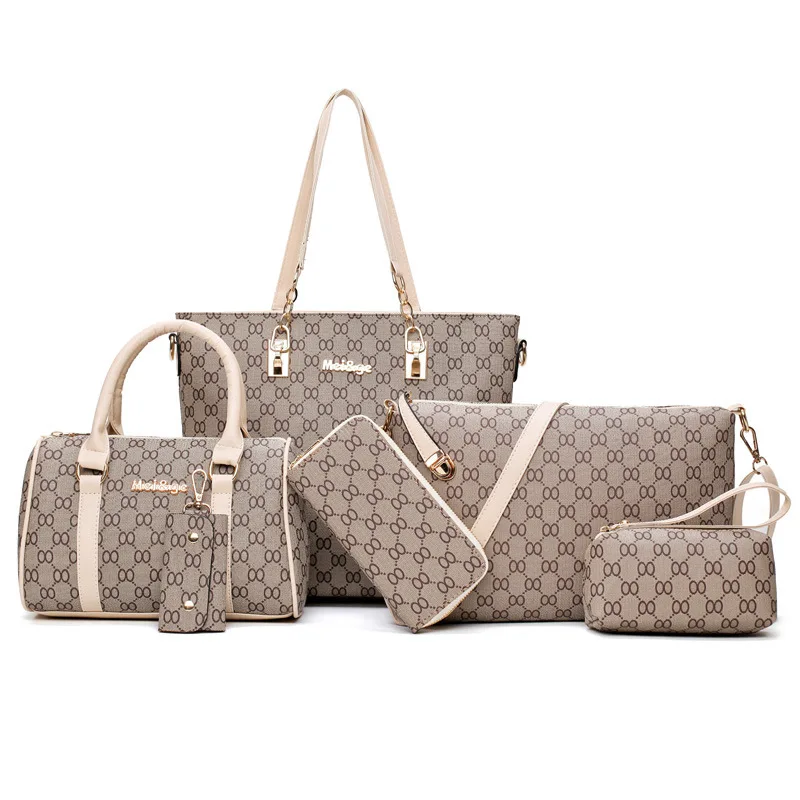 

Set Handbag2019 New Style WOMEN'S Bag Europe And America Fashion Embossed Six Pieces Set Picture-in-One-Shoulder Cross-body Hand