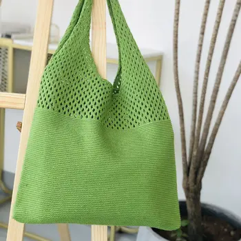 

Female Korean vintage hollow-out knitwear hand b/L shoulder bag knitting bag versatile bag