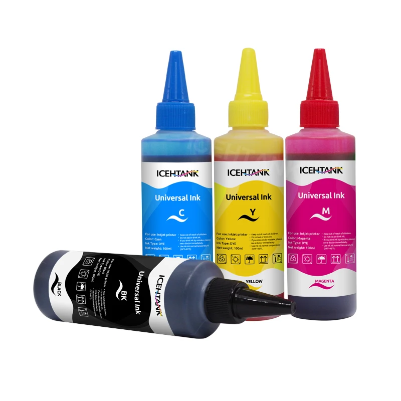 5PCS/SET CMYK 100ml Universal Refill Dye Ink Compatible For HP for Canon for Brother Epson printer ink Icehtank dye ink kit,dye ink refill,inkjet printer ink