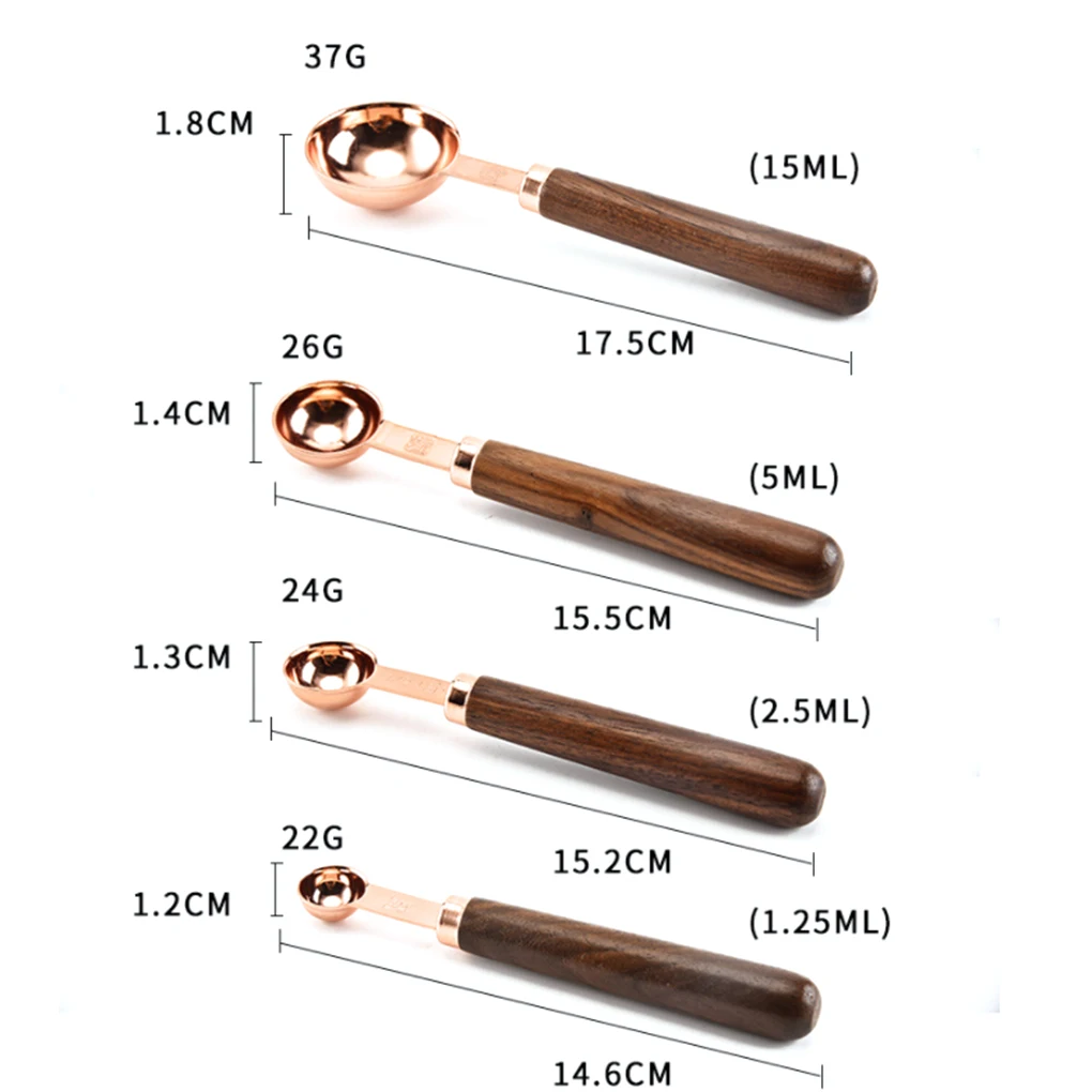 Feiqiong4pcs жидкие ингредиенты набор измерительных ложек рукоятка из ореха Портативный бармен гаджеты Кла измерительные принадлежности