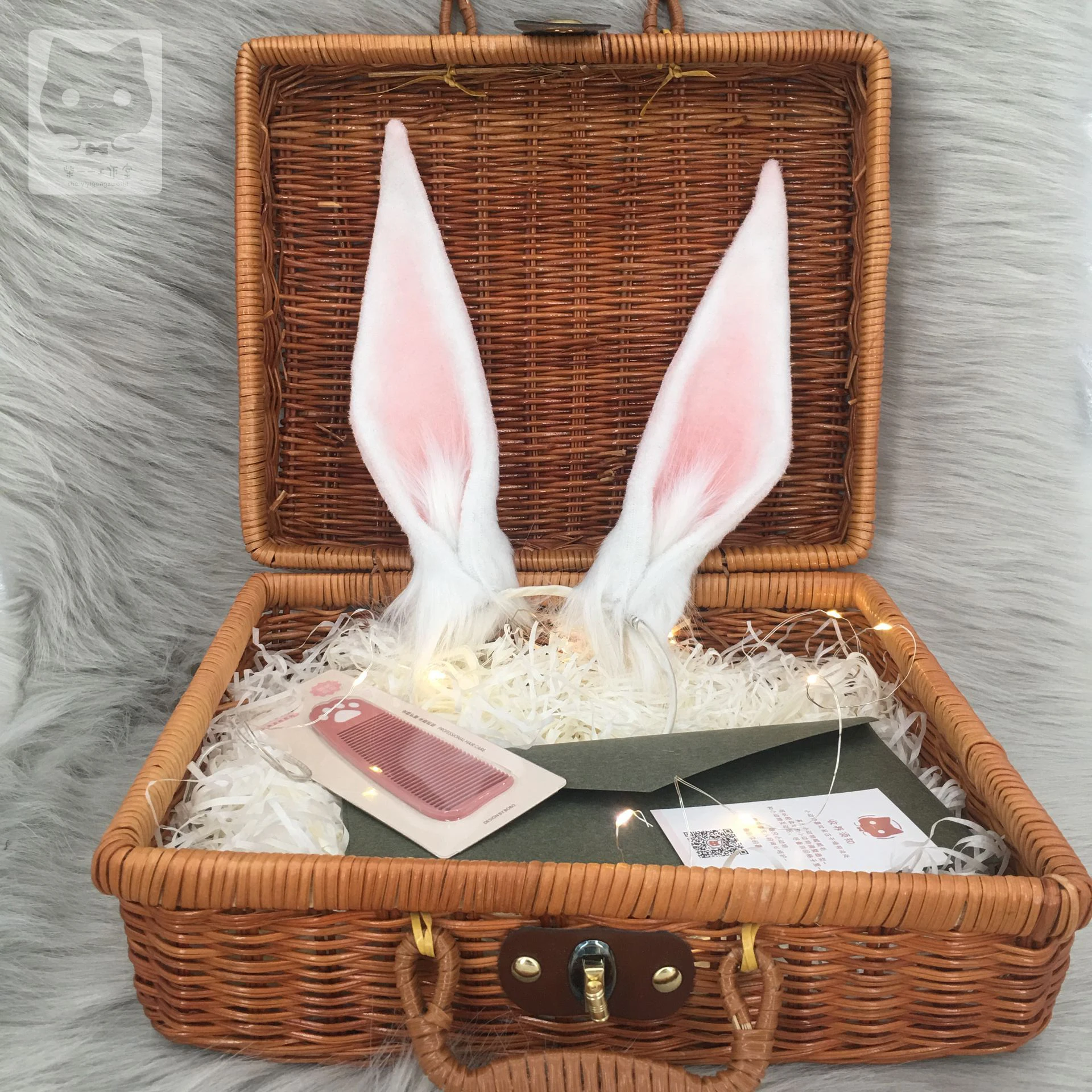 Новинка оригинальный обруч для волос ручной работы с белоснежными кроличьими