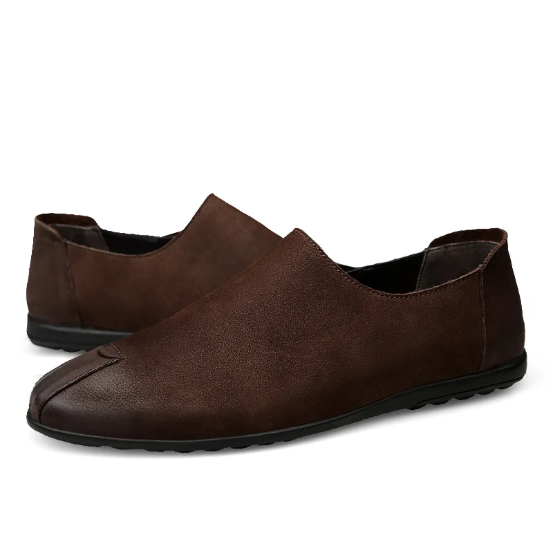 YOUQIJIA/Удобная мужская повседневная обувь из натуральной кожи; Chaussures; Мужская обувь без застежки на плоской подошве; Мужская обувь; zapatos hombre
