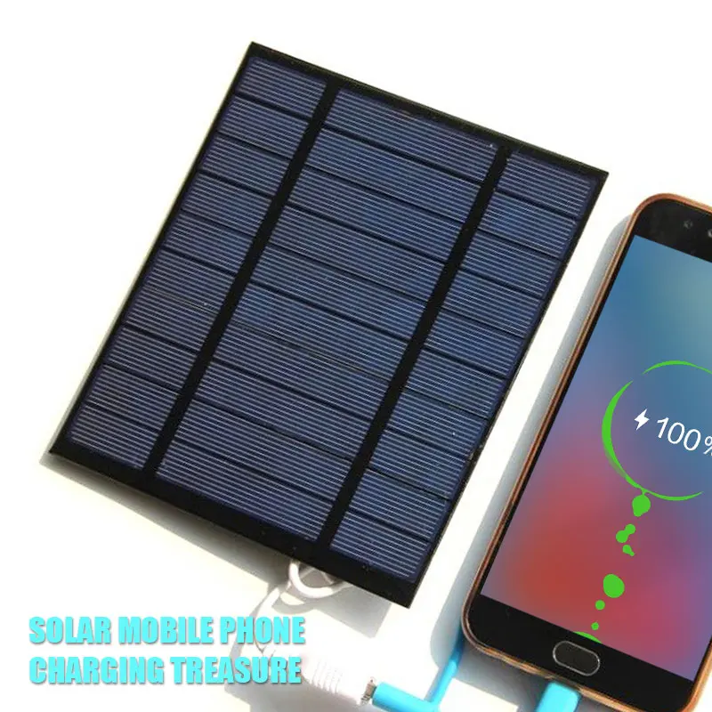 Frosted Glass Plate Solar Panel USB Interface Travel Outdoor 5V 2.5W Mini Battery Polysilicon Small Power System Phone Charger