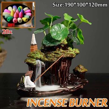 

New Incense Cones Mountains River Waterfall Incense Burner Fountain Backflow Aroma Smoke Censer Holder Office Home Crafts