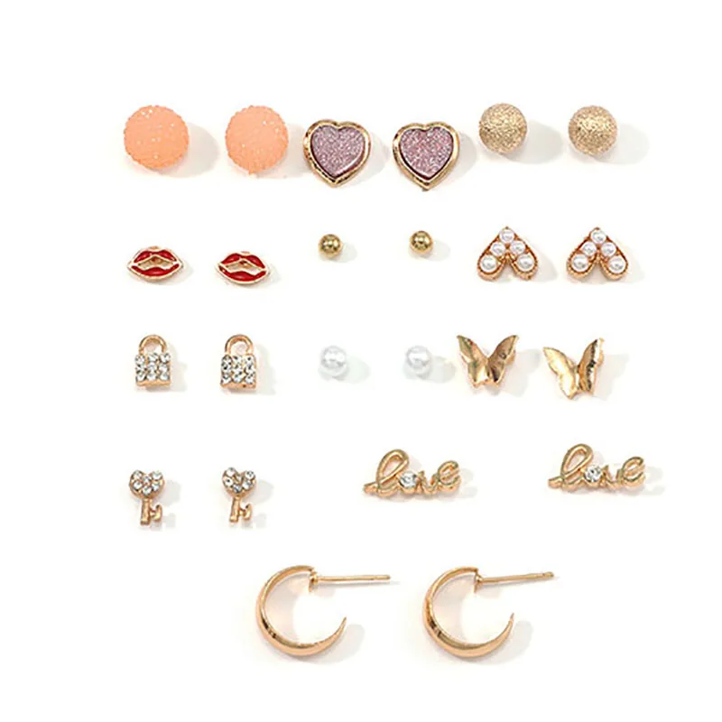 ZHINI новый искусственный жемчуг сердце серьги со шпилькой для женщин 13 шт./компл.