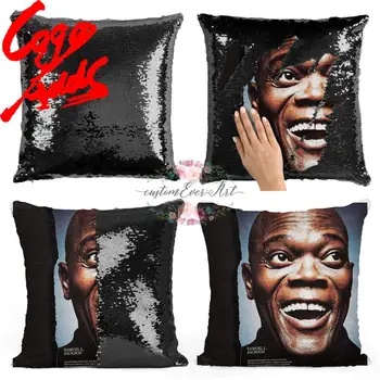 

Samuel L. Jackson sequin pillow | sequin Pillowcase | Two color pillow | gift for her | gift for him | pillow | magic pillow