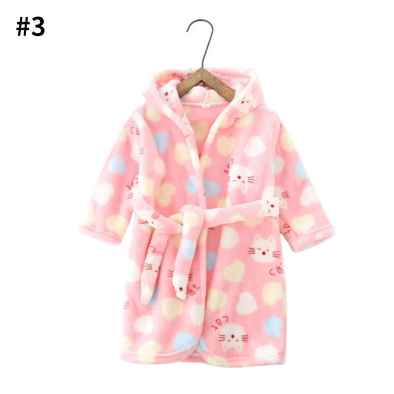 3 Kids Robes Thicken Boys Girls Winter Nightgown Flannel Hooded Kids Bathrobe Soft Children Bath Robe Children's Pajamas Homewear - Цвет: 3