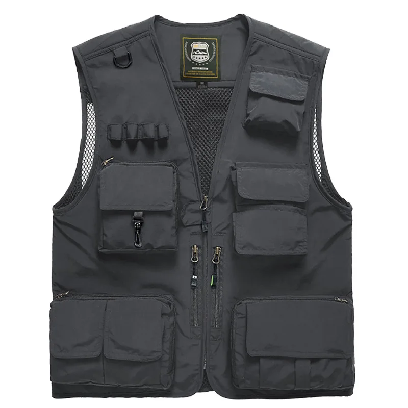 

Waistcoat Men Summer Thin Section Fishing Waistcoat Photographical Vest Sleeveless Casual Outdoor Multi-pockets Workwear