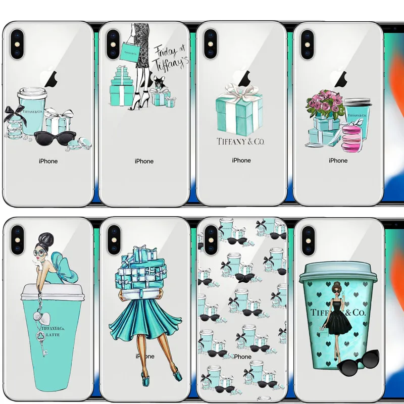 Модный чехол в синей коробке для девочек iPhone X 8 7 6 6s Plus 5 5S SE XR XSMax жесткий телефона с