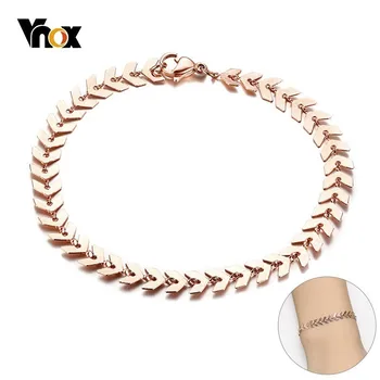 

Vnox Temperament Chain Bracelets for Women 585 Rose Gold Color Stainless Steel Arrow Links Chic Girl Streetwear Ornaments
