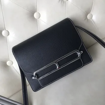 

pig nose bag 2020 new bag cowhide one shoulder crossbite versatile small square bag leather women's bag