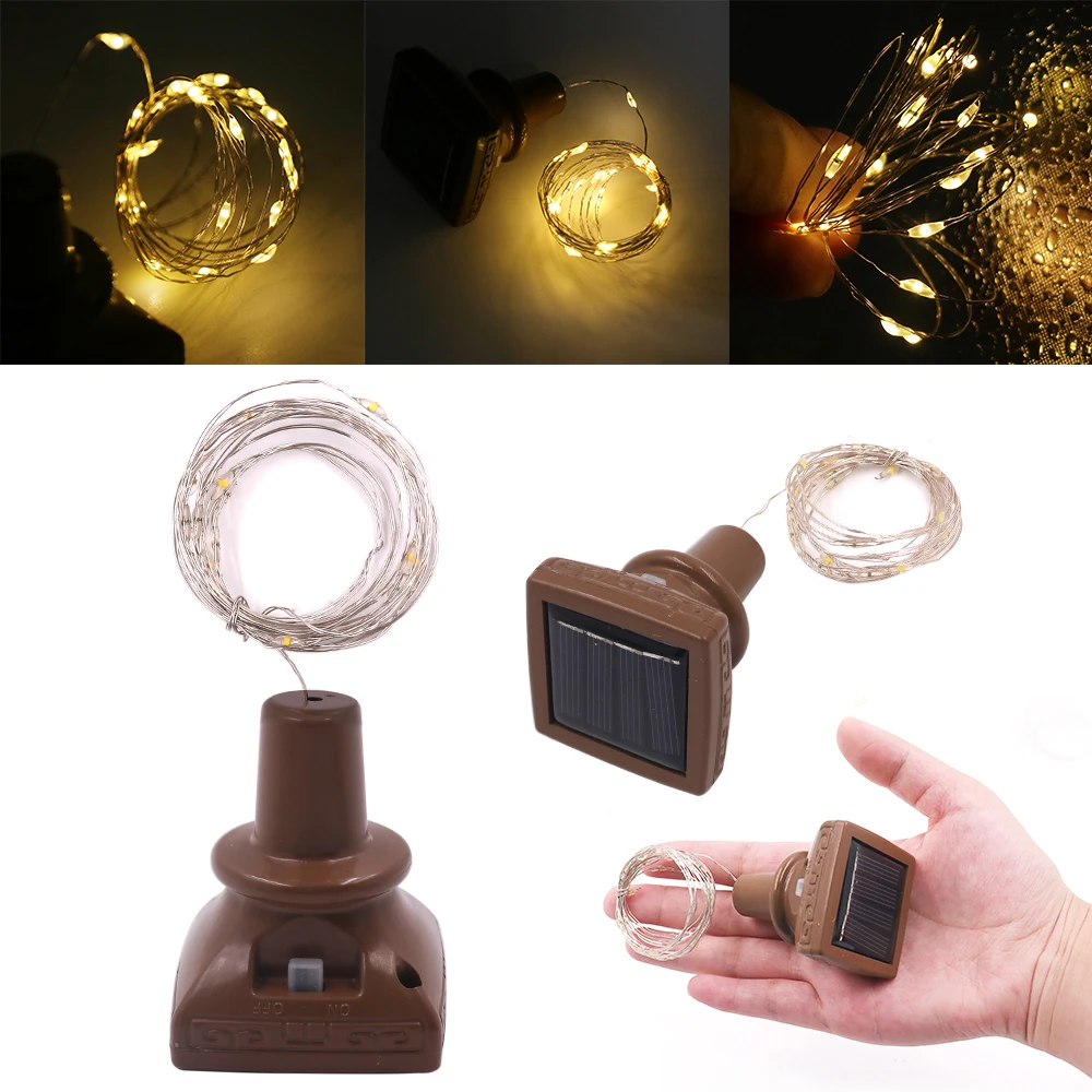 LED String Lights Solar Powered Wine Bottle Cork Fairy Lights