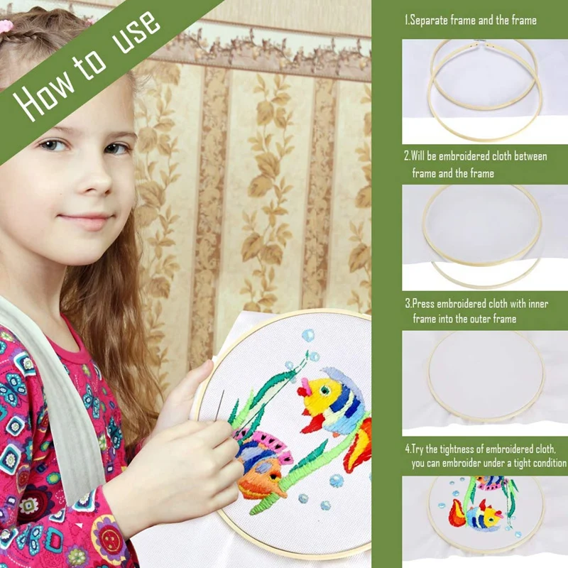 12 Pieces 12 Inch Embroidery Hoops Wooden Round Adjustable Bamboo Circle Cross Stitch Hoop Ring Bulk for Art Craft Handy Sewing