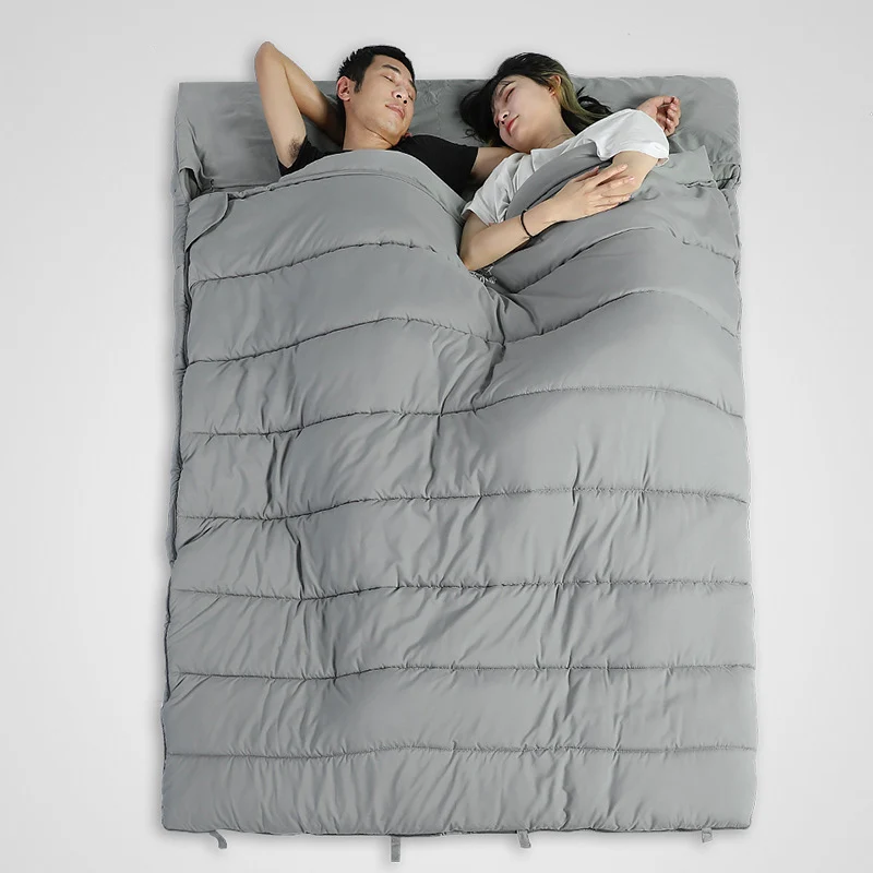 

SILK-LIKE COTTON Coldproof Double Sleeping Bag For Adult Couples Outdoor Camping Winter Thickening Four Seasons Universal