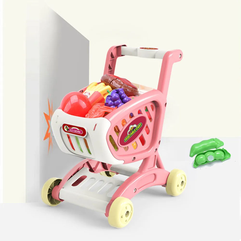 Coolplay супермаркет корзина тележка толкатель игрушки Моделирование фрукты овощи Pretent играть продукты игрушки для девочек детские подарки