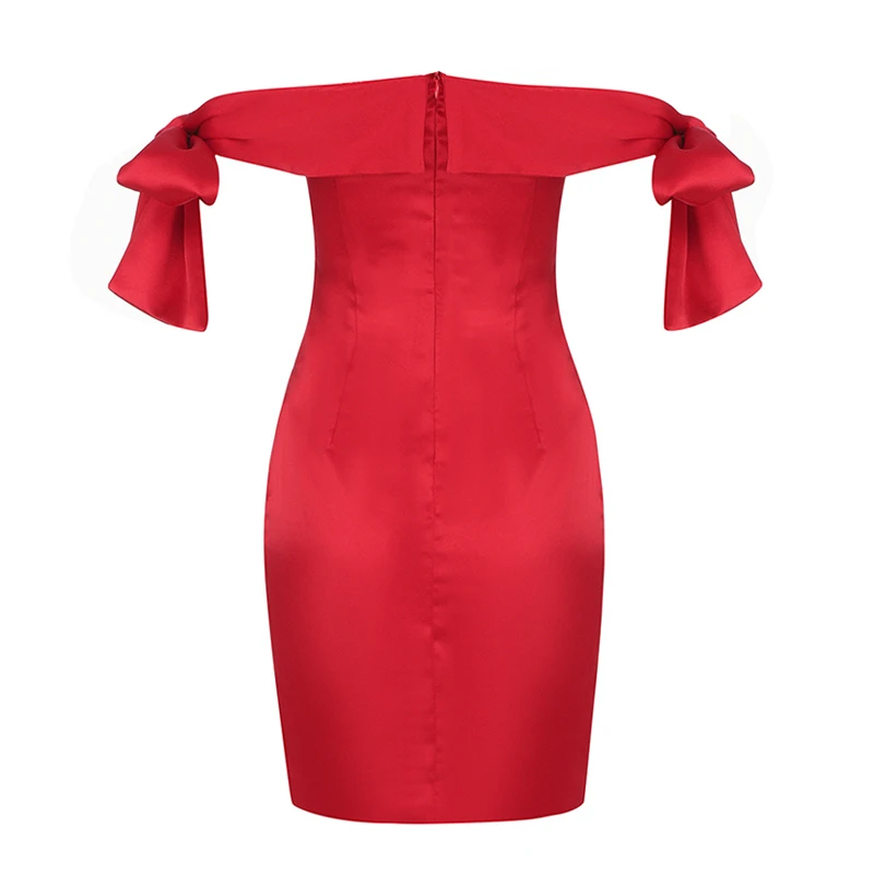 INDRESSME, новинка, модные женские вечерние платья, Клубные, сексуальные, с вырезом лодочкой, с бантом, с открытыми плечами, облегающее, на шнуровке, мини-платье