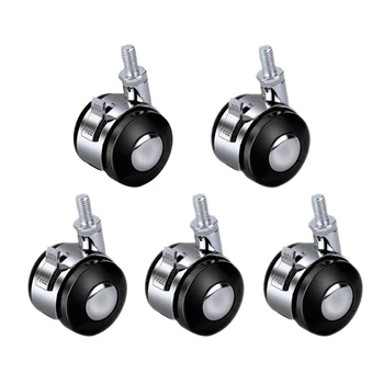 

5Pcs Flat Bottom Plate with Brake Wheels and Casters Are Used to Move Coffee Tables,Office Chairs,Cabinets, Drying Racks black