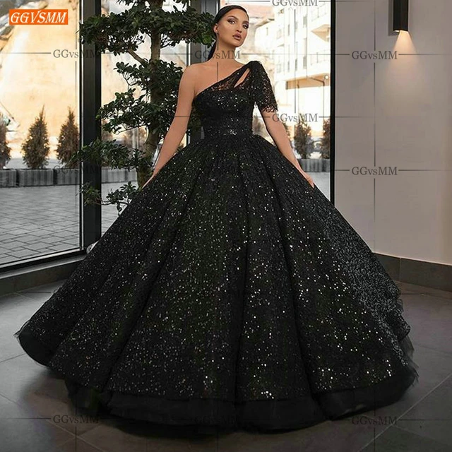 Sparkly Boho Black Evening Gowns Long 