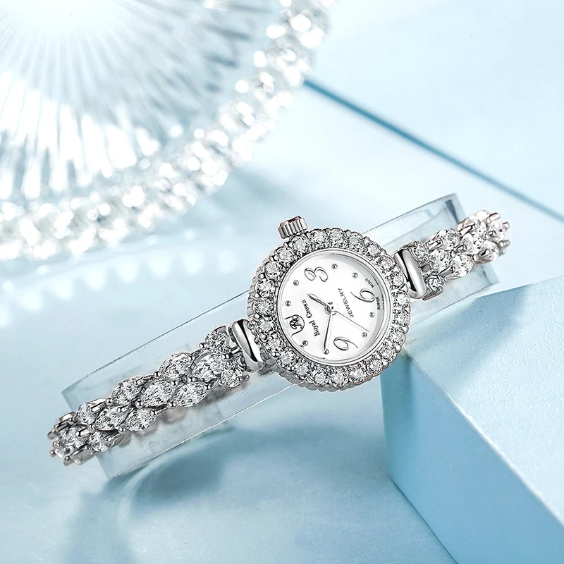 White Gold 2 Женские часы, Япония, кварцевые, модные, роскошные ювелирные часы, перламутровый браслет, латунные стразы, Подарочная коробка для девочек - Цвет: White Gold 2