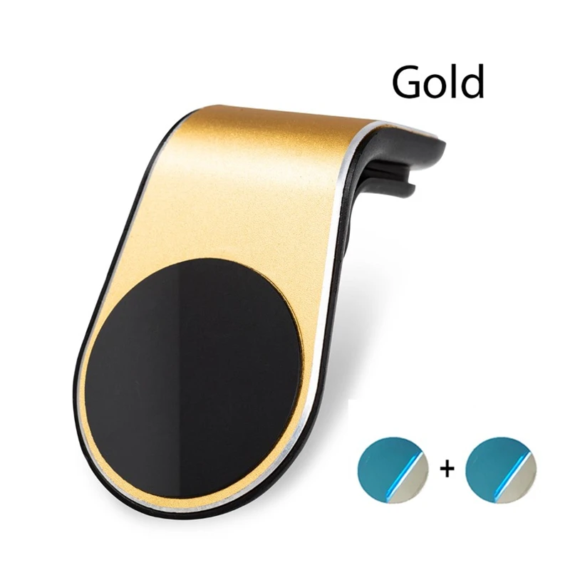 Универсальный магнитный автомобильный держатель для телефона для iPhone X, samsung, держатель на вентиляционное отверстие, 360 градусов, l-образный держатель для телефона - Цвет: A-Gold