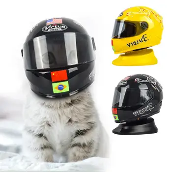 

Puppy Helmets For Cat Small Pet Textured Lining Simulating Plastic Outdoor Caps For Motorcycles Photo Props Accessories Yellow