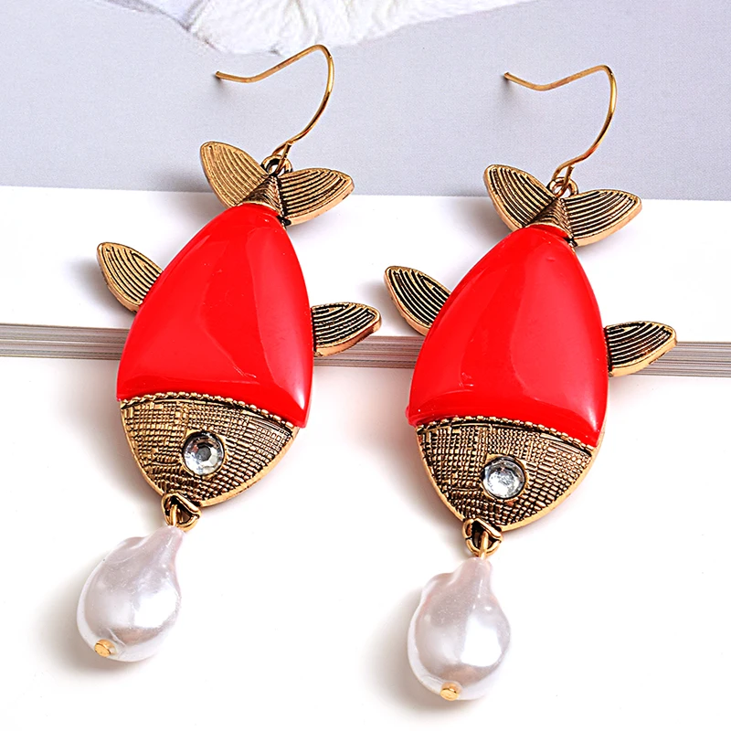 

New Statement Fashion resin Long fish Earrings High-Quality Dangle Drop Earring Wholesale Jewelry Accessories For Women