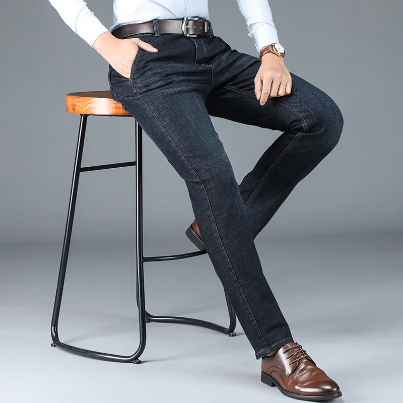 Low Price High Quality Men classic jeans denim overalls pants comfortable Full length Bouncy pants High waist fashion Retro Large size 42