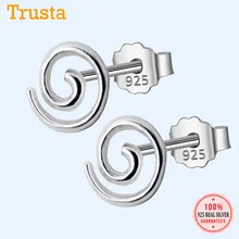 Trusta, 925 пробы, серебряные ювелирные изделия, модные, крошечные, 6 мм X 6 мм, полые, круглые, треугольные серьги-гвоздики, подарок для девочек, детей, леди, DS285