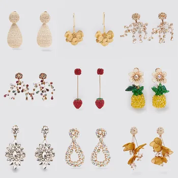 

Dvacaman ZA New Trendy Weave TEARDROP EARRINGS for Women Luxury Shiny Gem Tassel Earrings Statement Wedding Gifts Spring Jewelry