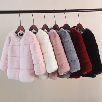

New Fashion Winter Girls Fur Coat Elegant Thick Warm Baby Girl Faux Fur Jackets Coats Parka Kids Outerwear Clothes Kids Coat