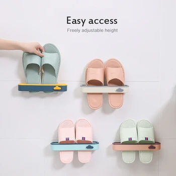 

Foldable Shoes Rack Double-Layer Slippers Rack Shoes Organizer Wall Mount Slippers Hanging Shelf Holder Storage Rack Domestic