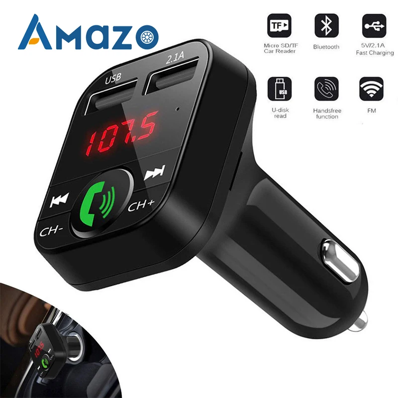 

B2 Car FM Transmitter Bluetooth Wireless MP3 Player Hands Free Calling Dual USB Quick Charge U Disk TF Card Reader Car Kit