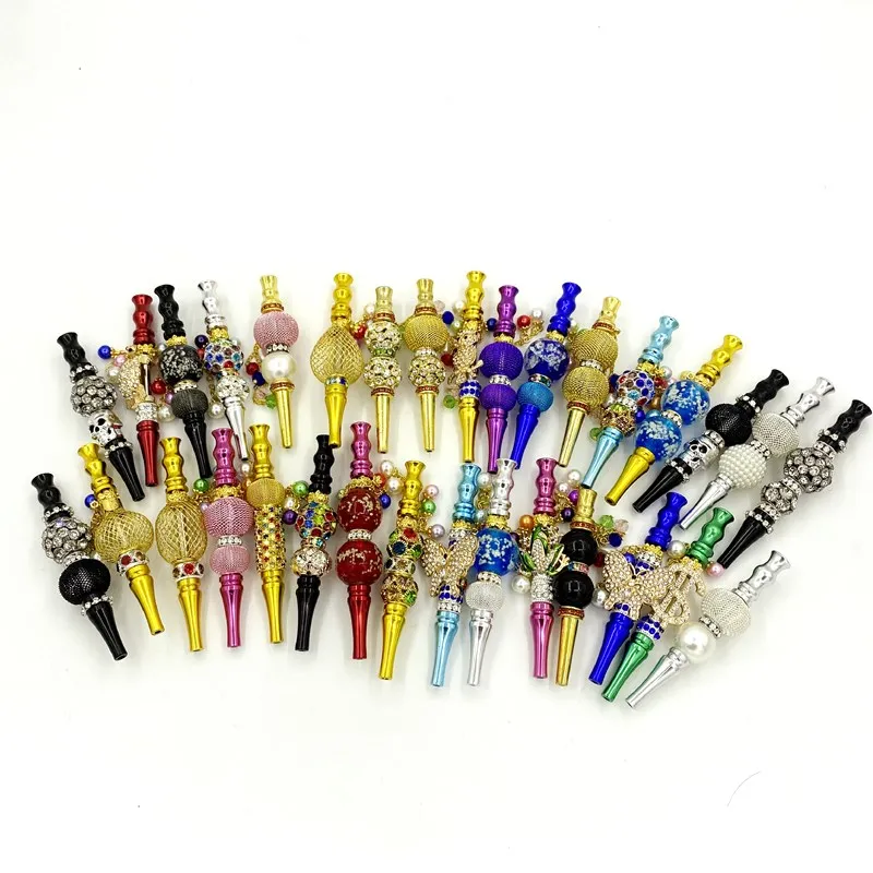 Wholesale 50Pcs/Lot Hookah Metal Tips Shisha Mouthpiece Jewelry Blunt Smoking Filter Pipe Holder Handmade Detachable Tips.Mixed